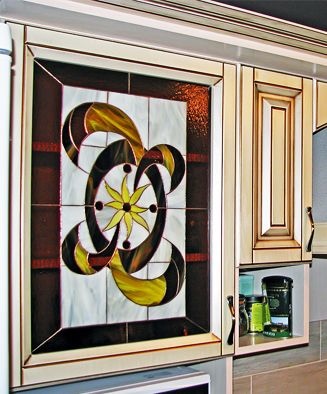 Stained glass in the doors and furniture